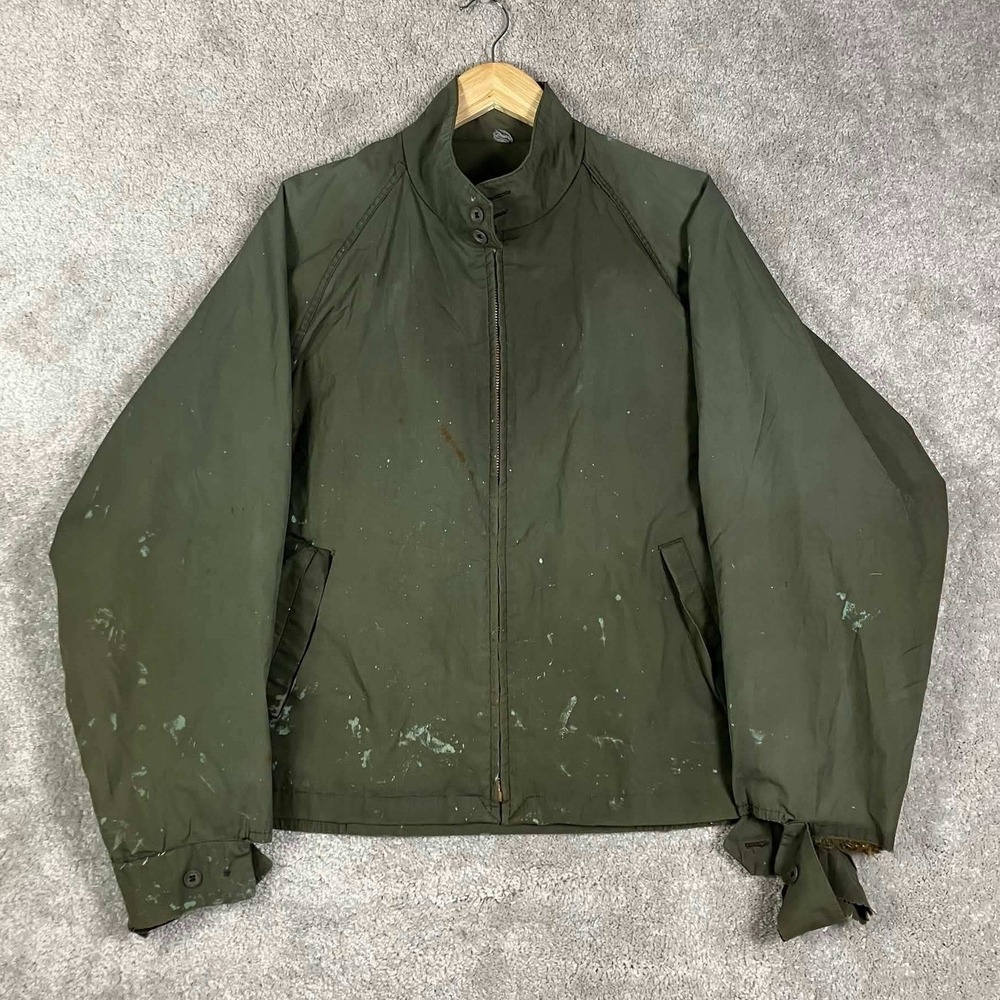 Vintage 60s London Fog Military Green Harrington Jacket Talon Zipper Distressed